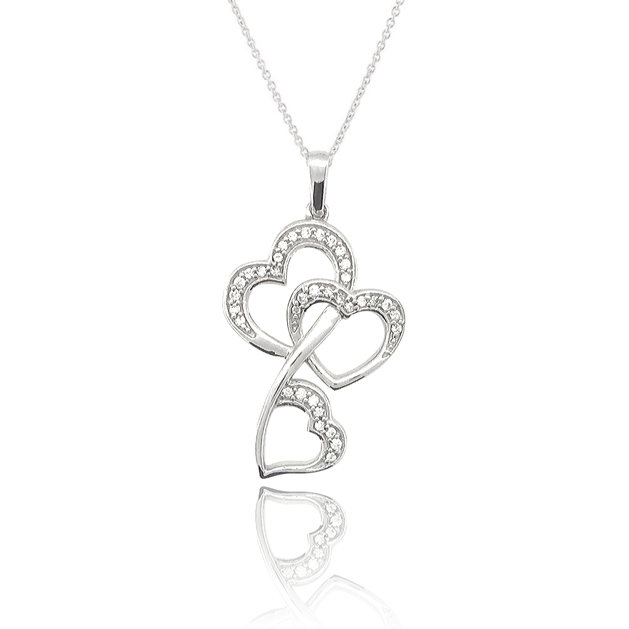 Triple heart cubic zirconia set pendant